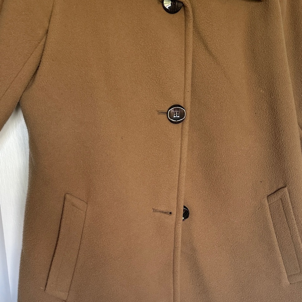JM Collection Tan Pea Coat - Picture 4 of 4